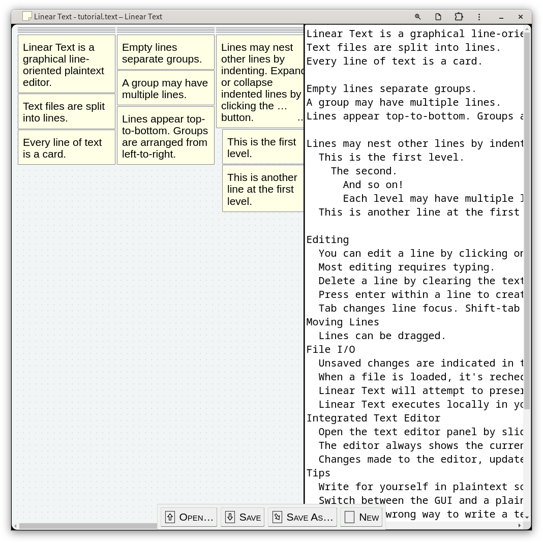 Linear Text screenshot.